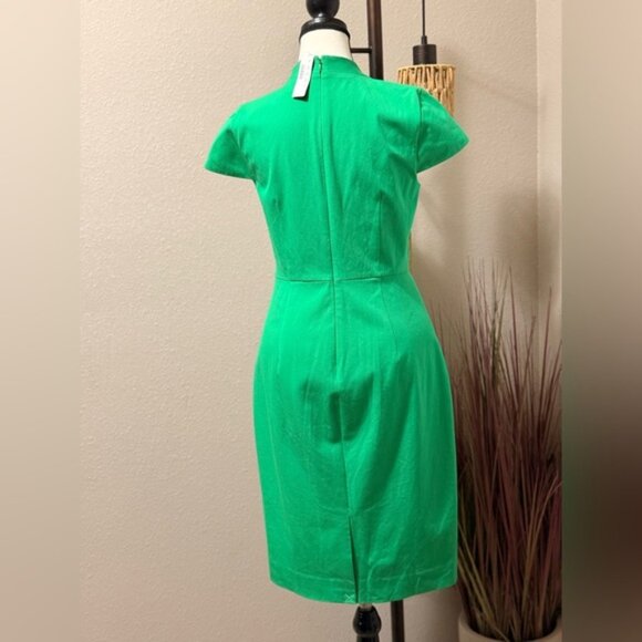 J Crew Dress Green Cap Sleeve V-Neck Sheath Size 6 - Picture 4 of 9